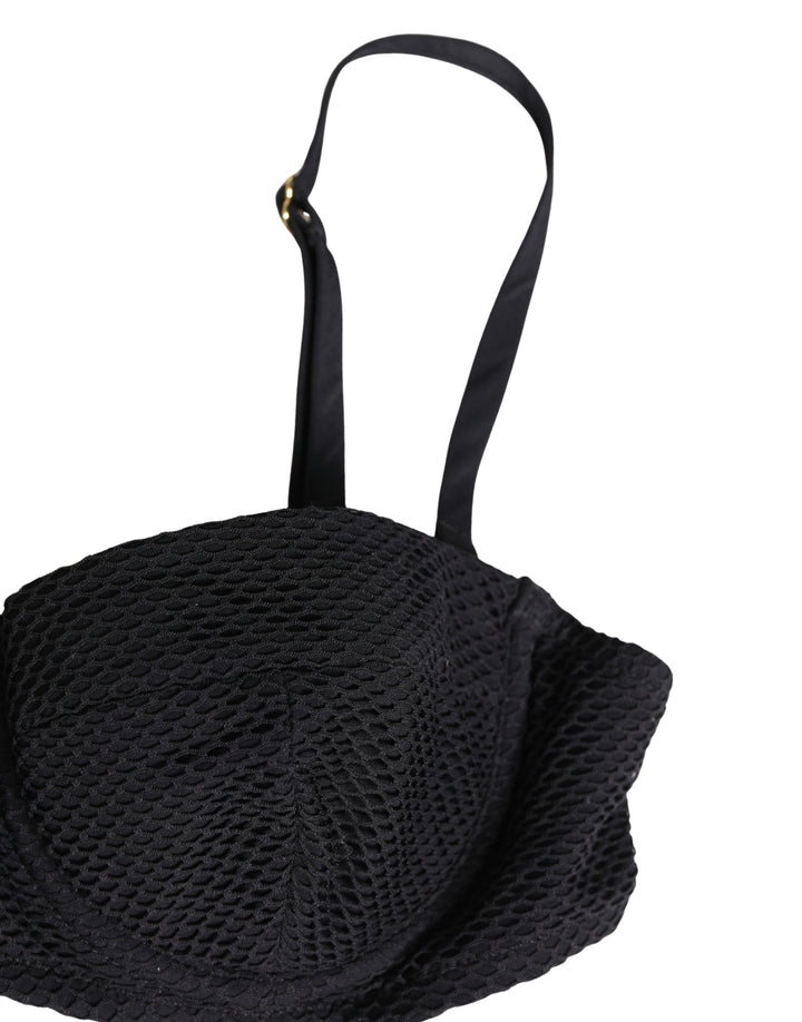 Dolce &amp; Gabbana Black Nylon Padded Balconnet Brassiere Underwear