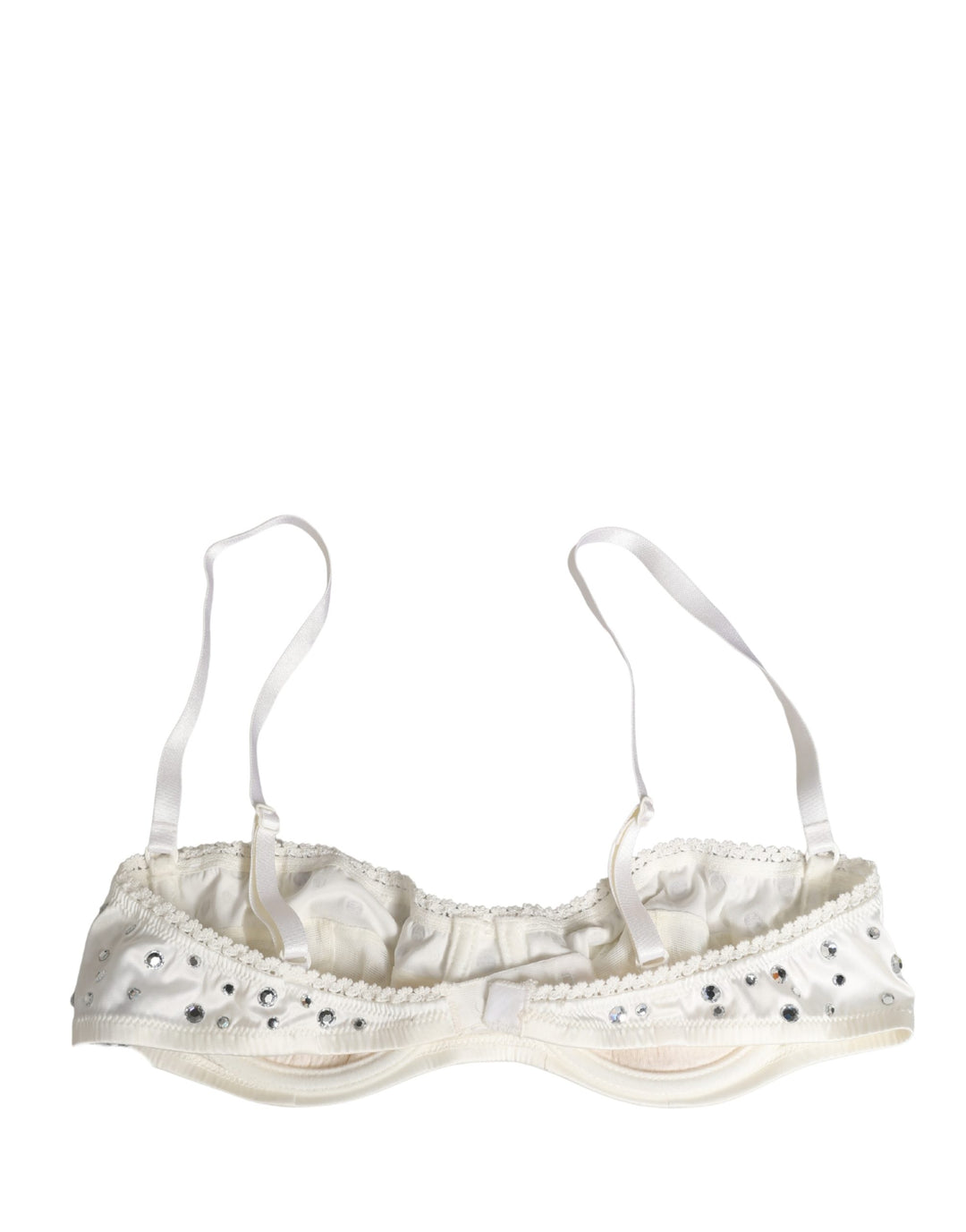 Dolce &amp; Gabbana White Rhinestone Semi-Pad Underwire Bra Underwear