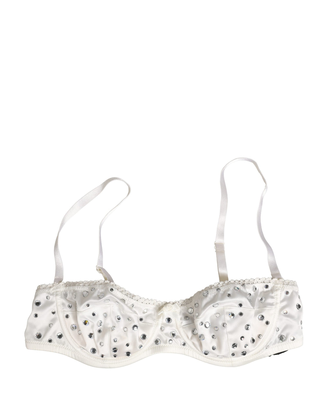 Dolce &amp; Gabbana White Rhinestone Semi-Pad Underwire Bra Underwear