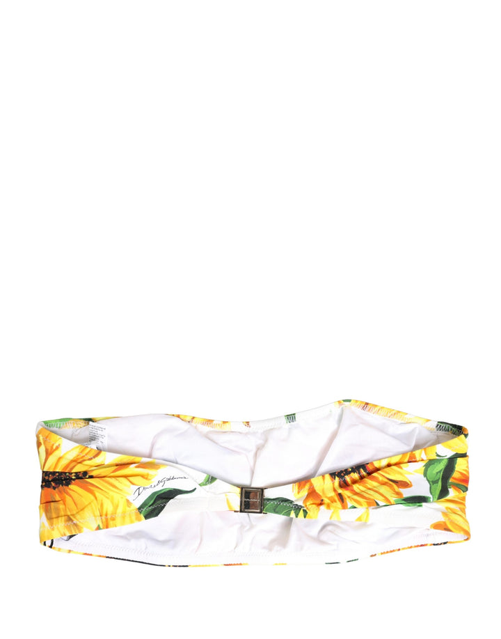Dolce &amp; Gabbana Multicolor Sunflower Print Bandeau Top Swimwear
