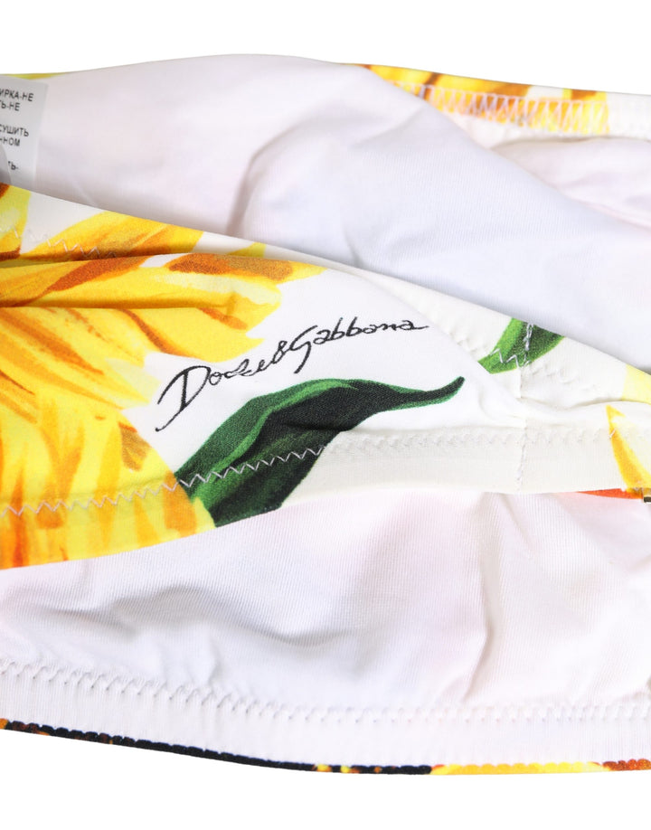 Dolce &amp; Gabbana Multicolor Sunflower Print Bandeau Top Swimwear