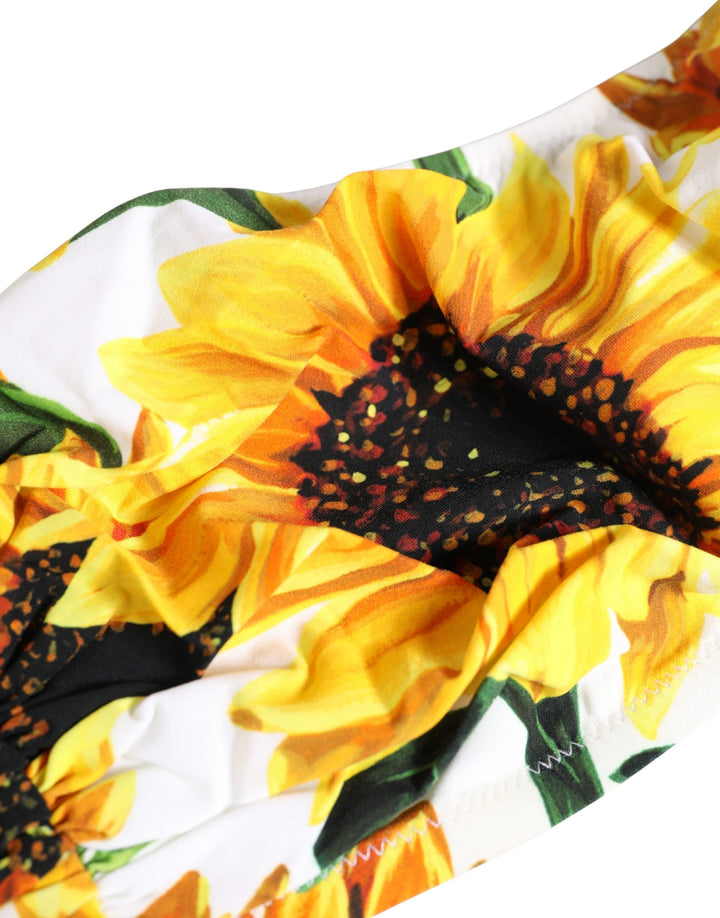 Dolce &amp; Gabbana Multicolor Sunflower Print Bandeau Top Swimwear