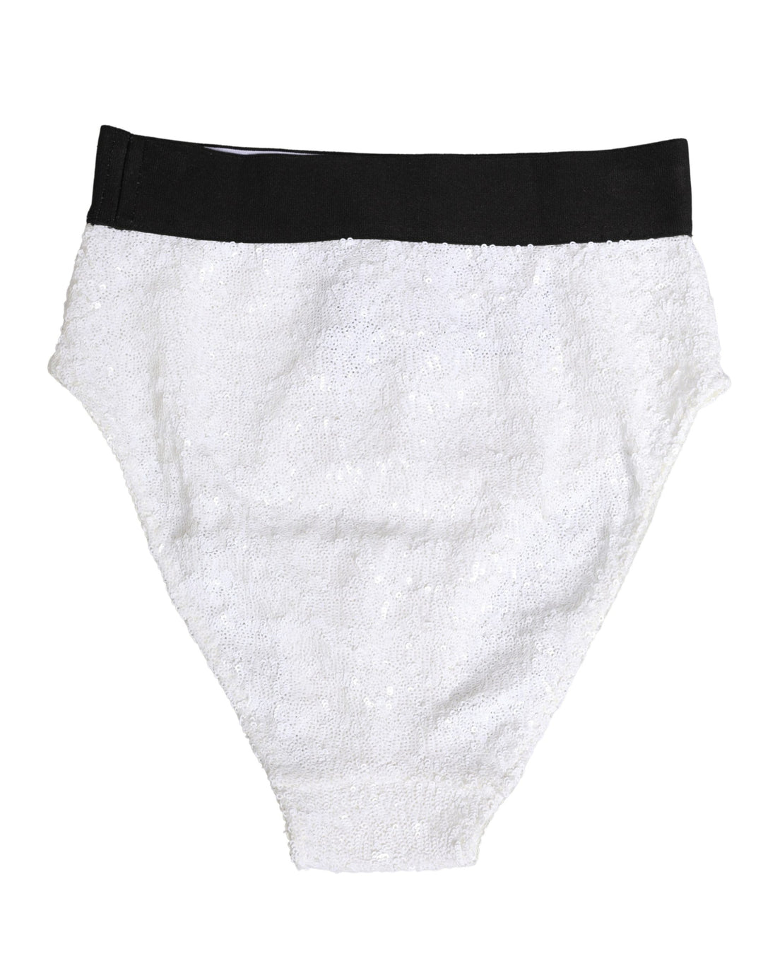 Dolce &amp; Gabbana White Black Sequin High Waist Panty Underwear