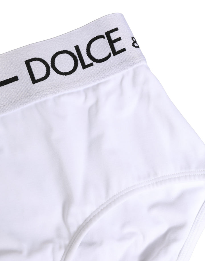 Dolce &amp; Gabbana White Nylon Logo Waistband Panty Underwear