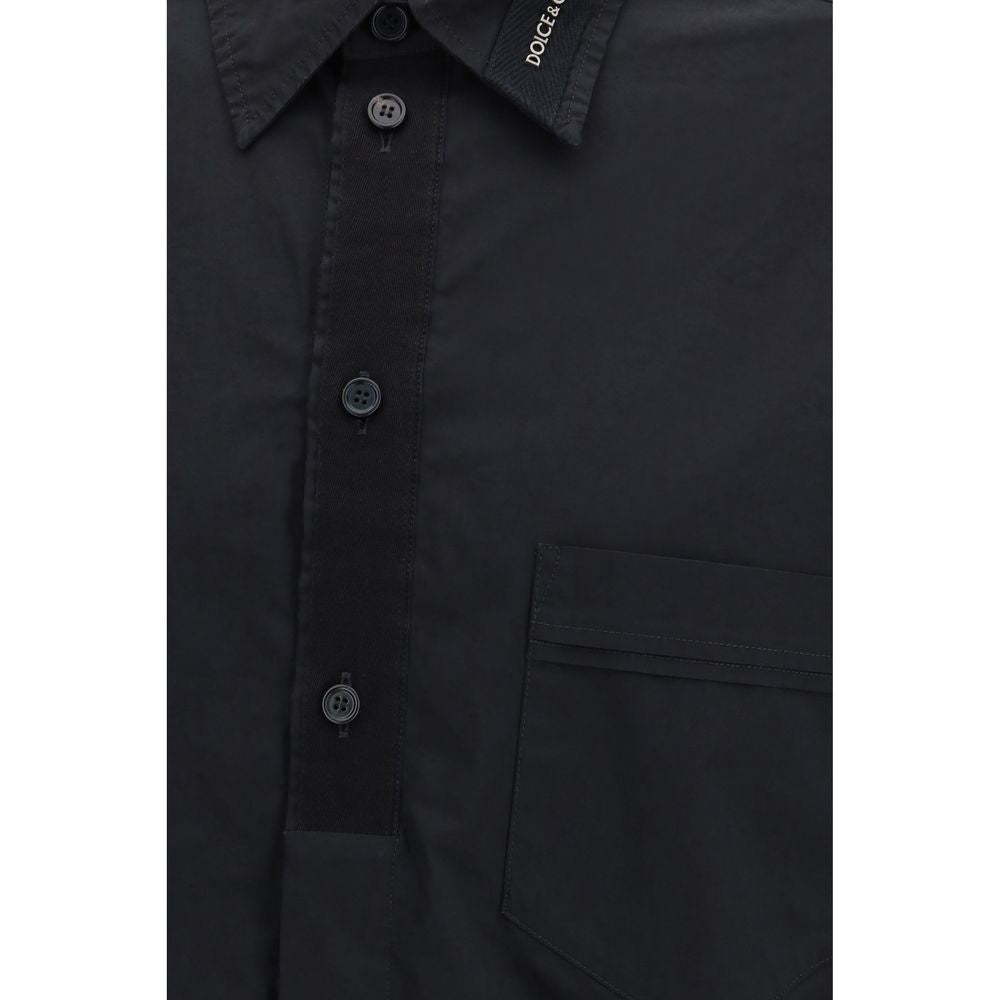 Dolce &amp; Gabbana Black Cotton Dress Shirt