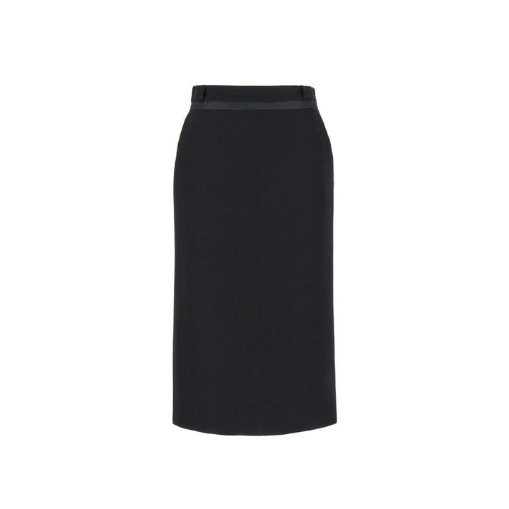 Fendi Black Virgin Wool Midi Skirt