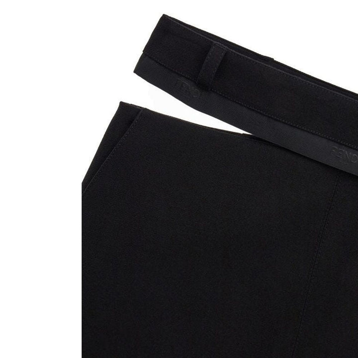 Fendi Black Virgin Wool Midi Skirt