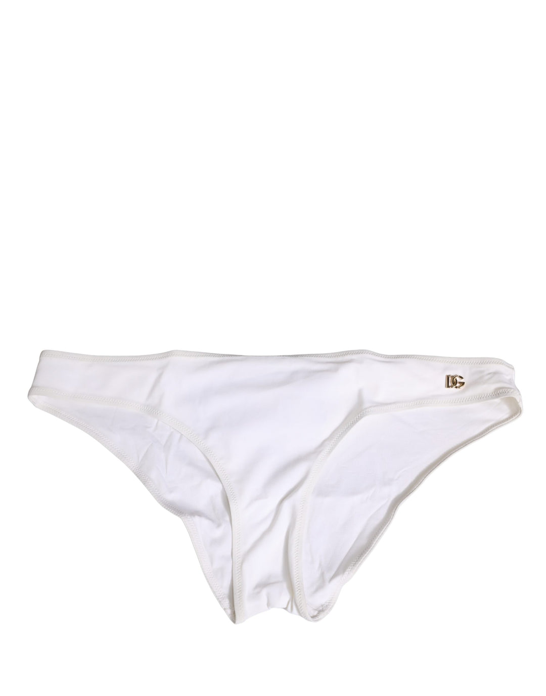 Dolce &amp; Gabbana White DG Logo Plaque Bikini Bottom Underwear
