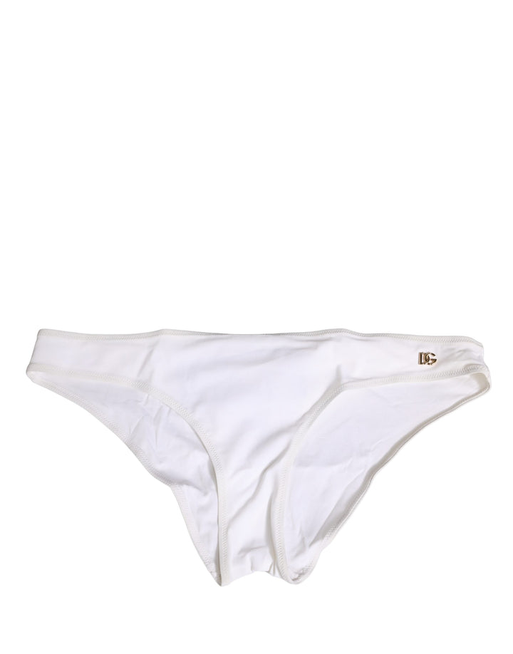 Dolce &amp; Gabbana White DG Logo Plaque Bikini Bottom Underwear