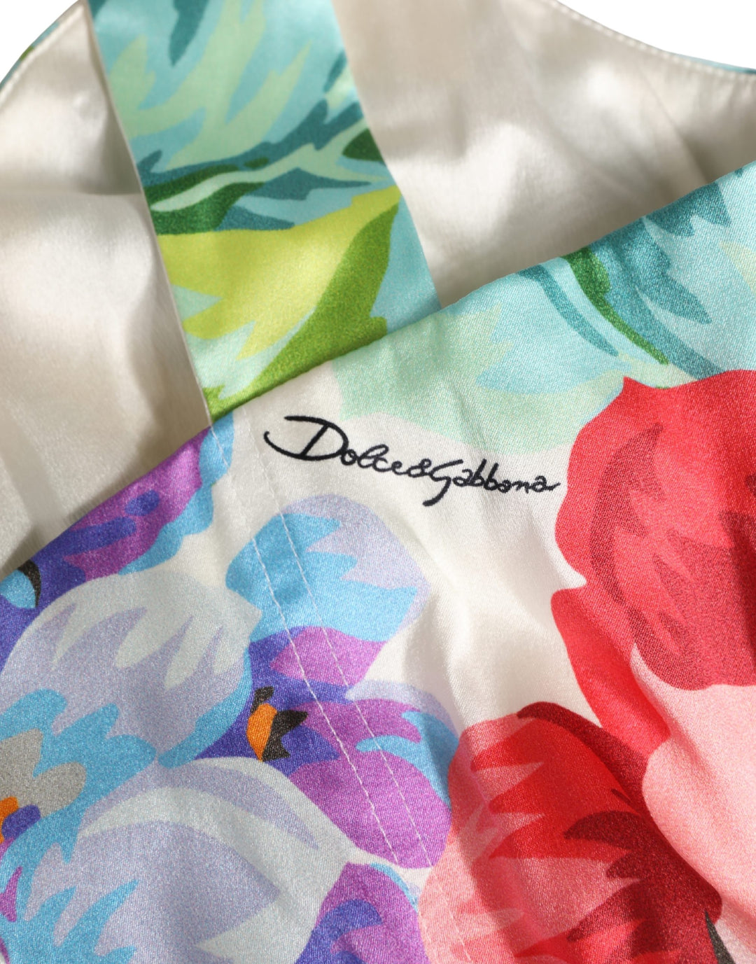 Dolce &amp; Gabbana Multicolor Floral Print Silk Cropped Bustier Top