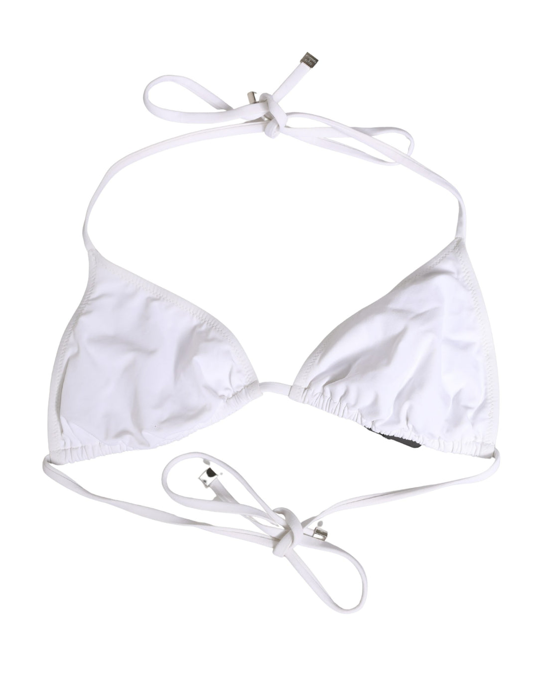 Dolce &amp; Gabbana White Nylon Triangle Beachwear Bikini Top Swimwear
