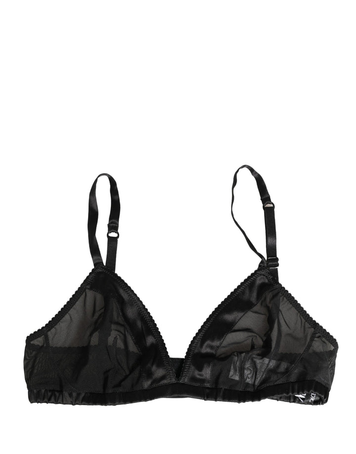 Dolce &amp; Gabbana Black Nylon Stretch Soft Cup Brassiere Underwear