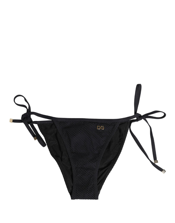 Dolce &amp; Gabbana Black Tie-Side Bikini Bottom Swimsuit Swimwear