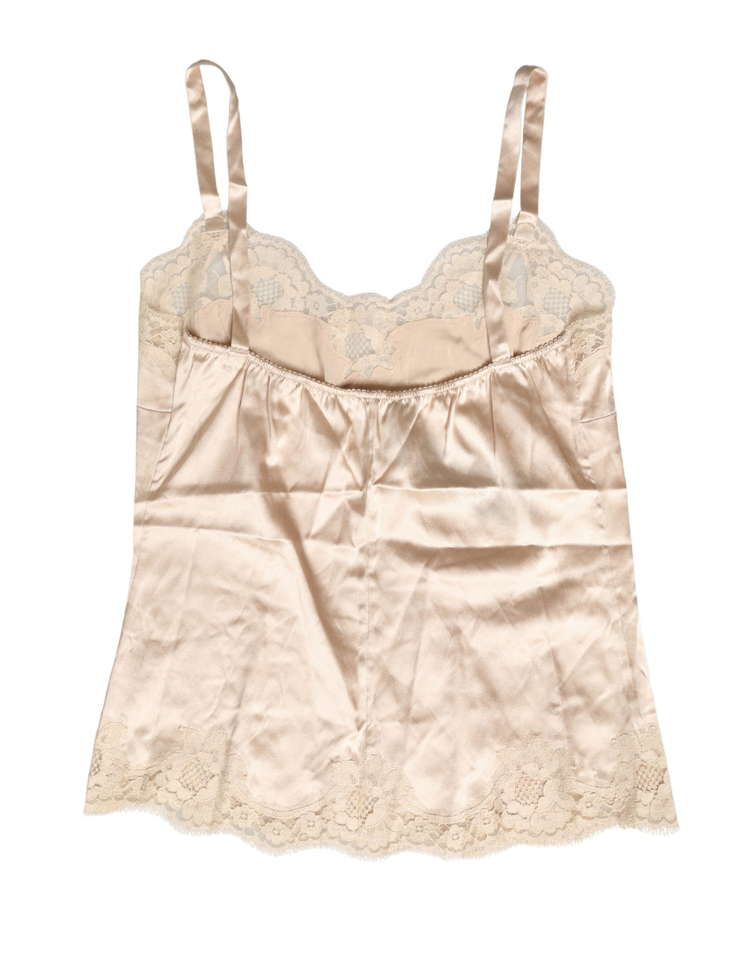 Dolce &amp; Gabbana Beige Lace Silk Satin Tank Lingerie Sleepwear