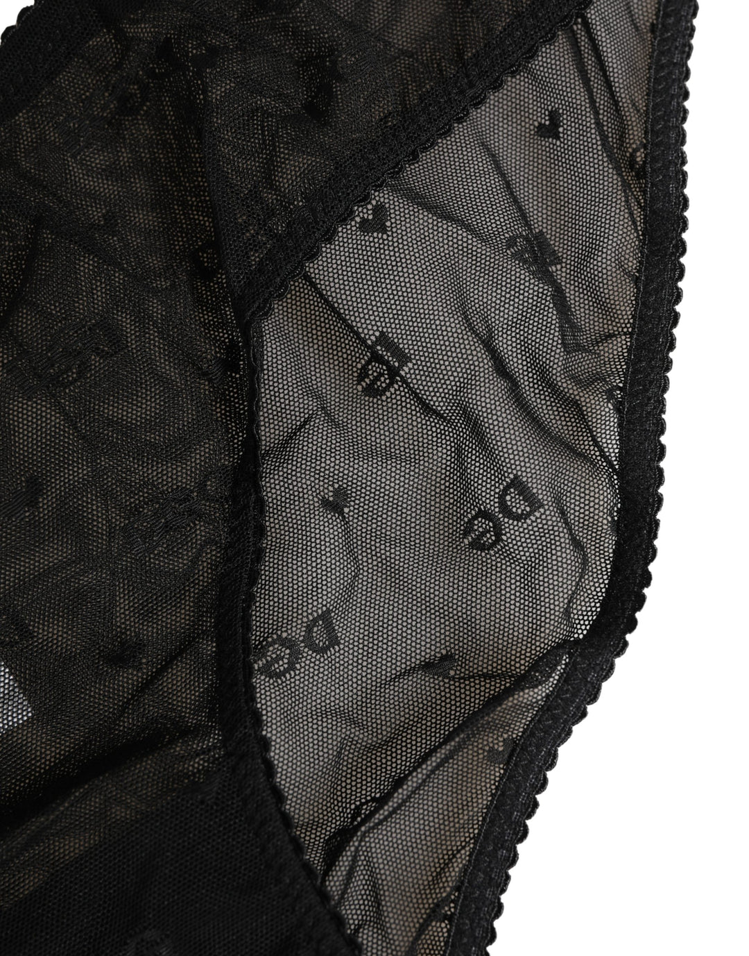 Dolce &amp; Gabbana Black Sheer Mesh Lace Logo Brief Panty Underwear