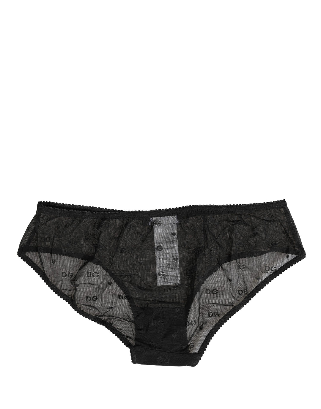 Dolce &amp; Gabbana Black Sheer Mesh Lace Logo Brief Panty Underwear