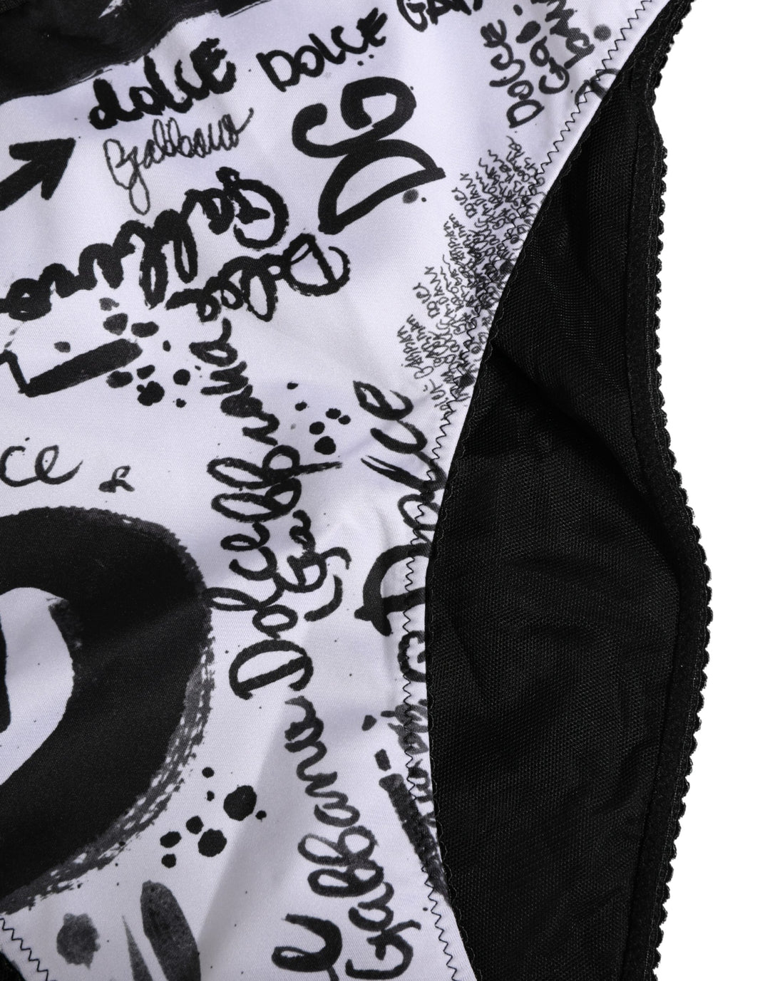 Dolce &amp; Gabbana Black White Graphic Logo High Brief Underwear