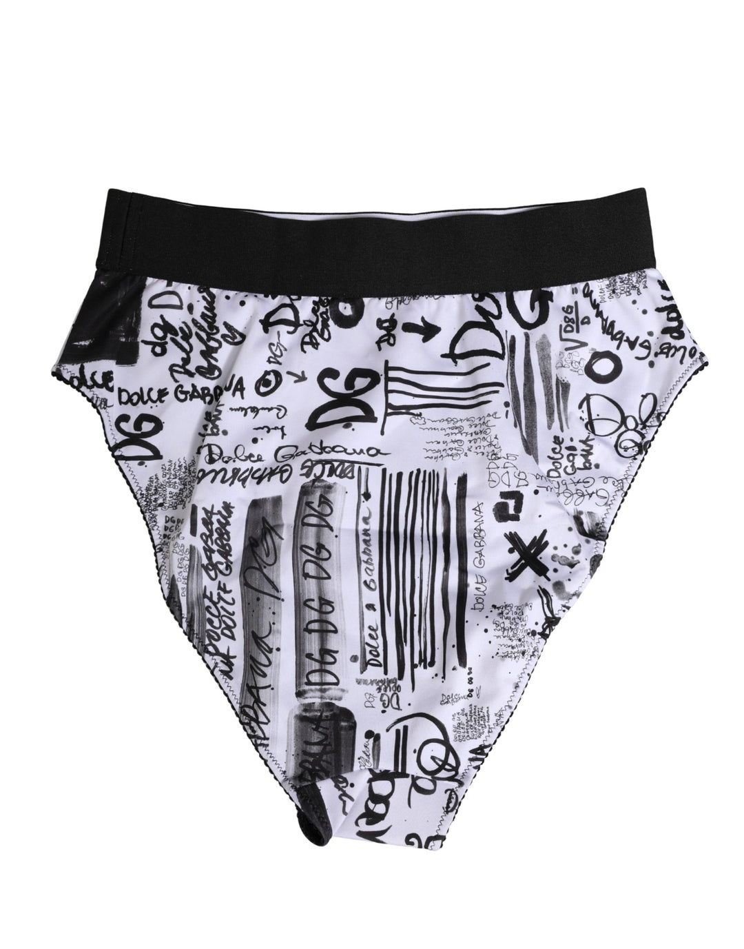Dolce &amp; Gabbana Black White Graphic Logo High Brief Underwear
