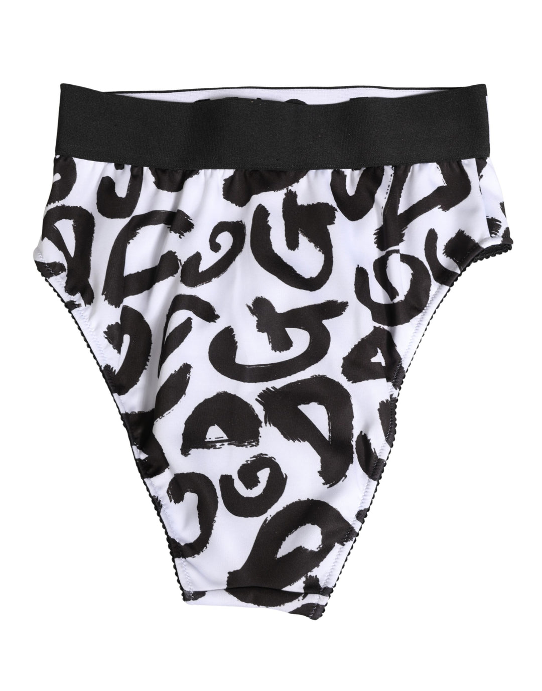 Dolce &amp; Gabbana Black White Graphic Logo High Brief Underwear