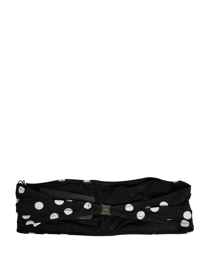 Dolce &amp; Gabbana Black White Polka Dot Bandeau Beachwear Swimwear