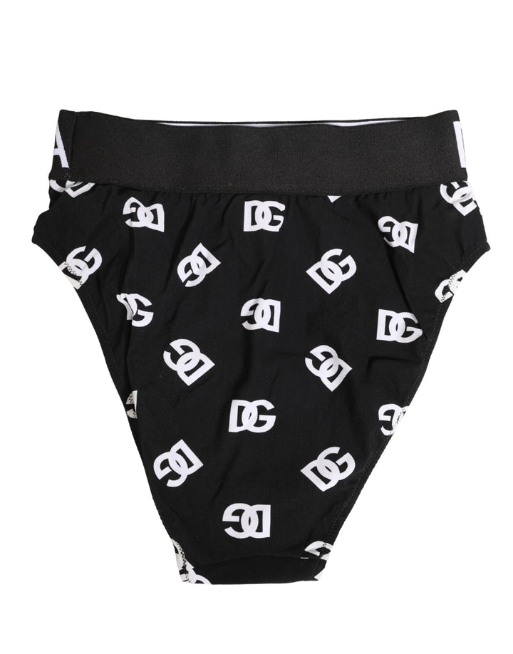 Dolce &amp; Gabbana White Black Logo Waistband Midi Brief Underwear