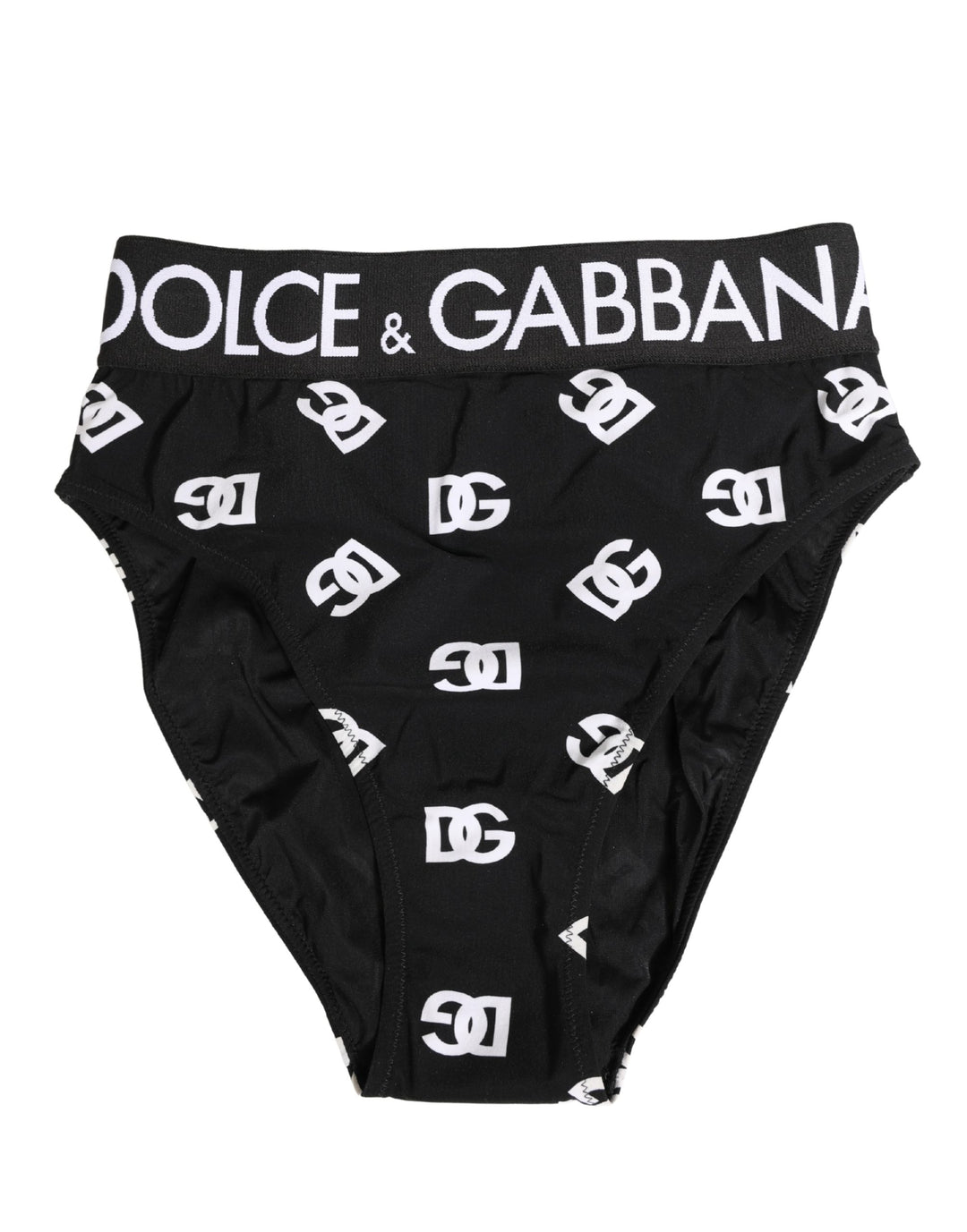 Dolce &amp; Gabbana White Black Logo Waistband Midi Brief Underwear