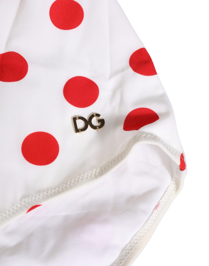 Dolce &amp; Gabbana White Polka Dot One-Piece Swimsuit Swimwear