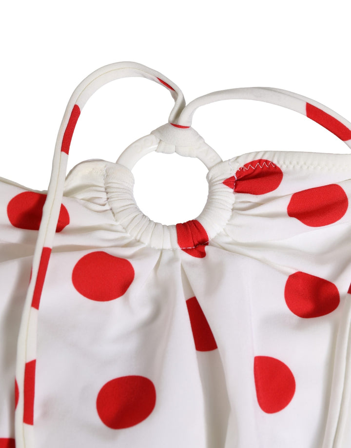 Dolce &amp; Gabbana White Polka Dot One-Piece Swimsuit Swimwear