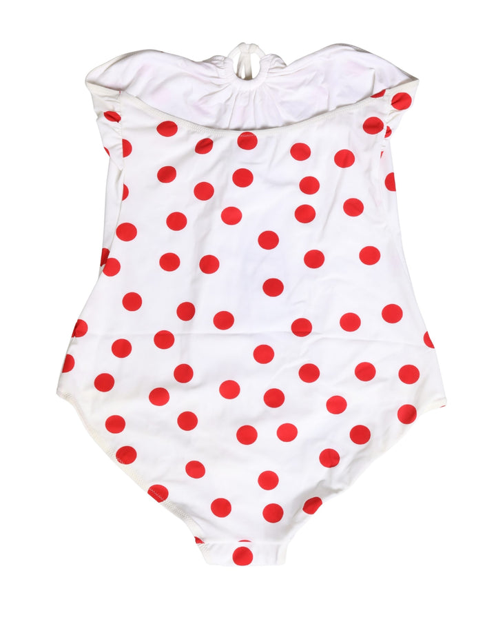 Dolce &amp; Gabbana White Polka Dot One-Piece Swimsuit Swimwear