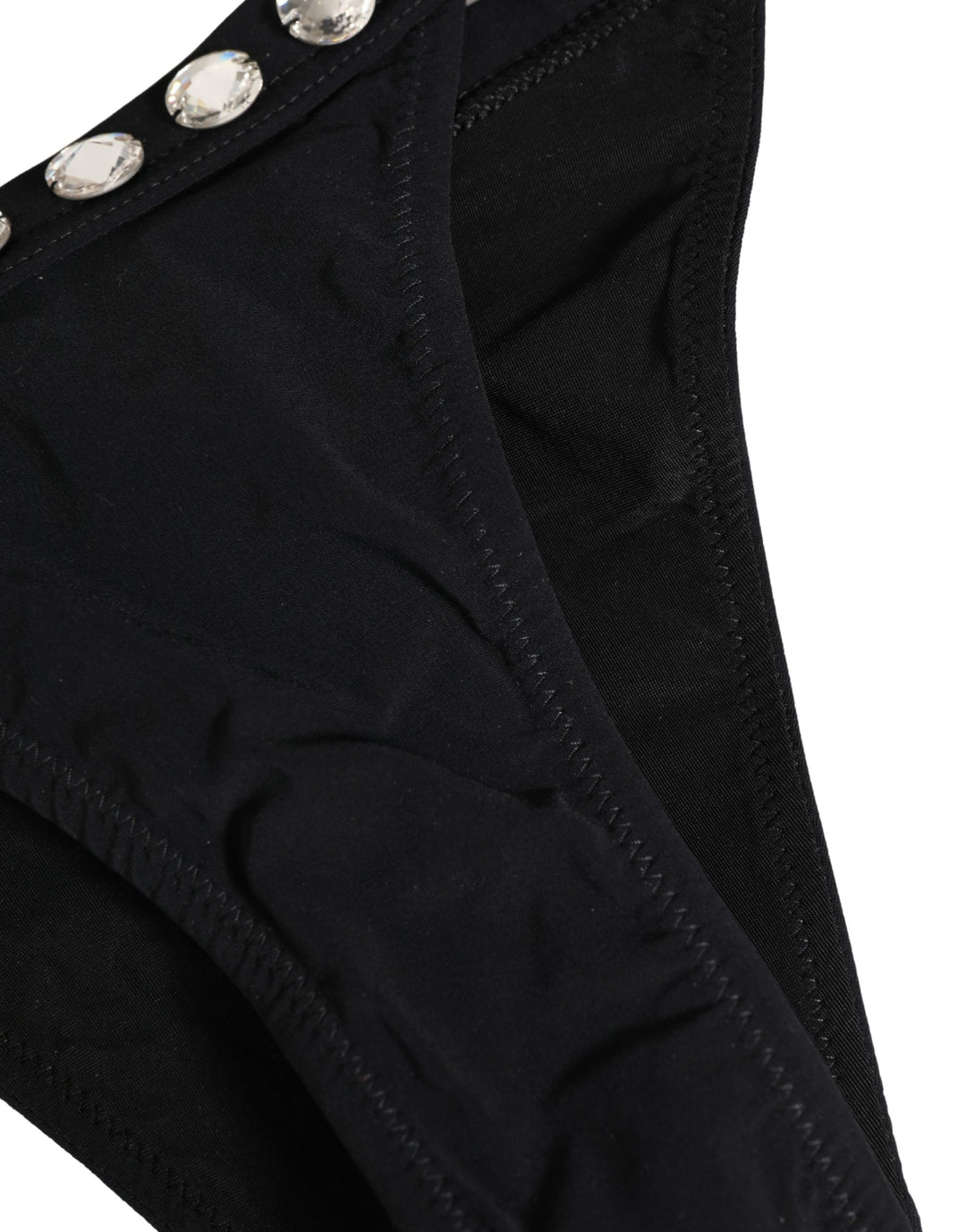 Dolce &amp; Gabbana Black Crystal Embellished Bikini Bottom Swimwear