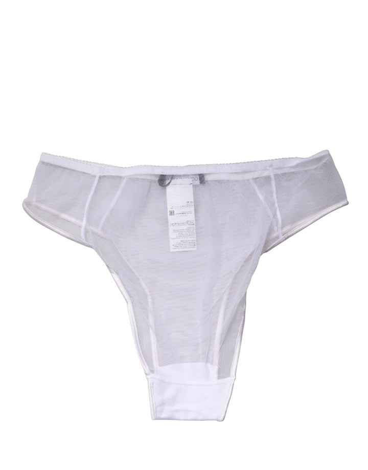 Dolce &amp; Gabbana White Sheer Silk Stretch High Brief Underwear