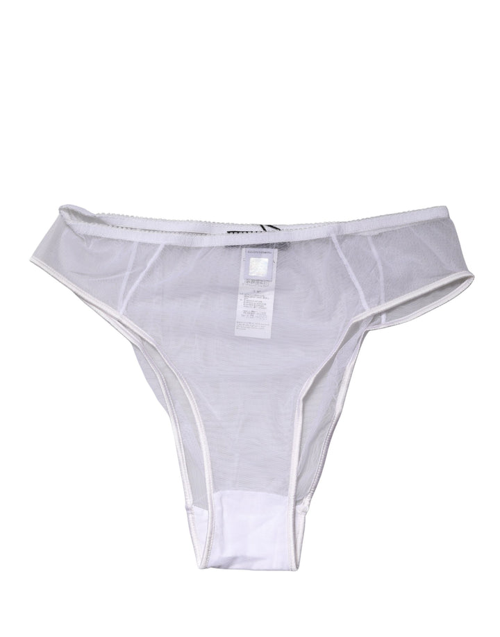 Dolce &amp; Gabbana White Sheer Silk Stretch High Brief Underwear