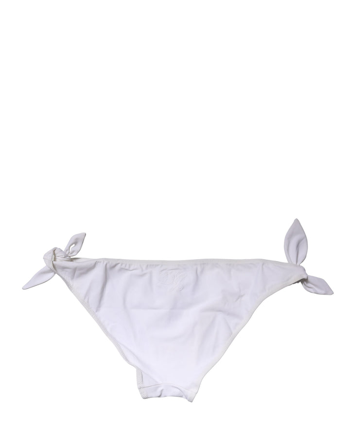 Dolce &amp; Gabbana White Side-Tie Bikini Bottom Swimsuit Swimwear