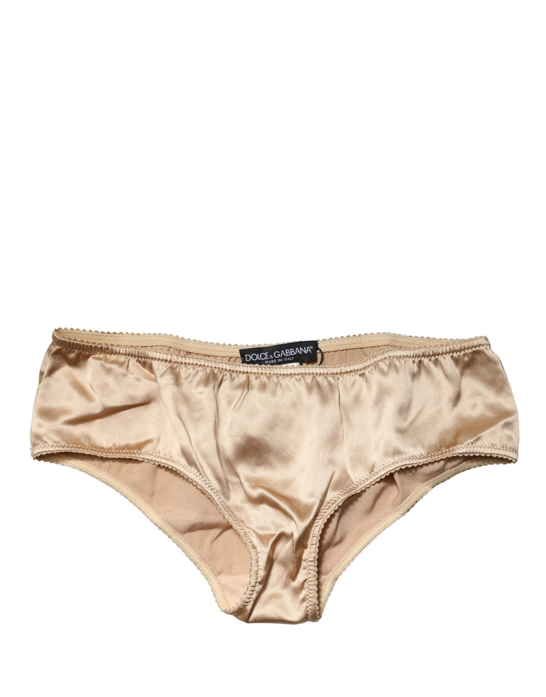 Dolce &amp; Gabbana Beige Silk Stretch Mid Waist Brief Panty Underwear