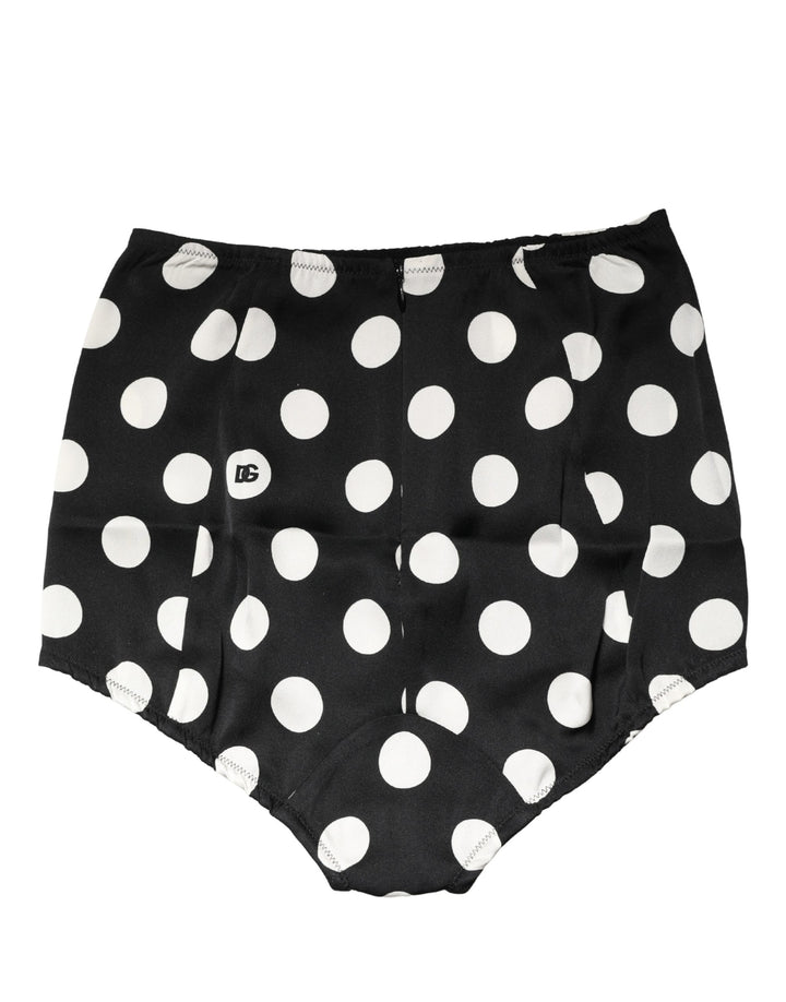 Dolce &amp; Gabbana Black Polka Dot High Waist Girdle Panty Underwear