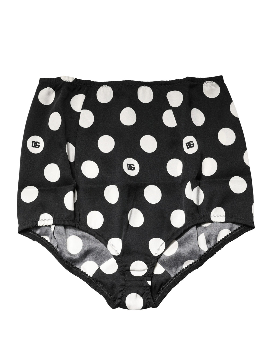 Dolce &amp; Gabbana Black Polka Dot High Waist Girdle Panty Underwear