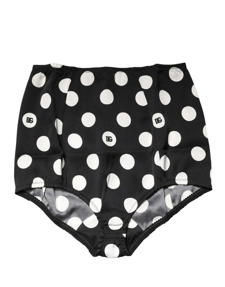 Dolce &amp; Gabbana Black Polka Dot High Waist Girdle Panty Underwear