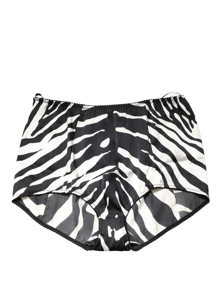 Dolce &amp; Gabbana Black White Zebra High Waist Girdle Panty Underwear