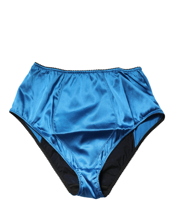 Dolce &amp; Gabbana Blue Silk Blend High Waist Girdle Panty Underwear