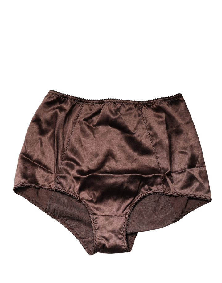 Dolce &amp; Gabbana Brown Silk Blend High Waist Girdle Panty Underwear