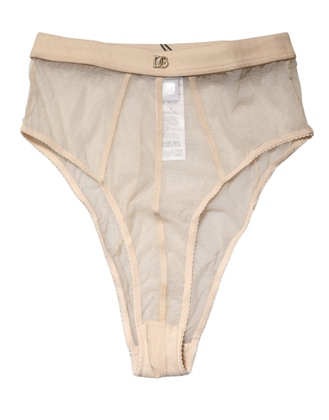 Dolce &amp; Gabbana Beige Silk Blend High Waist Brief Panty Underwear