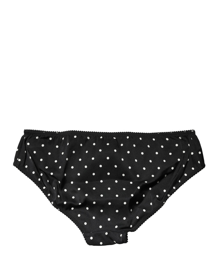 Dolce &amp; Gabbana Black Polka Dots Mid Waist Brief Panty Underwear