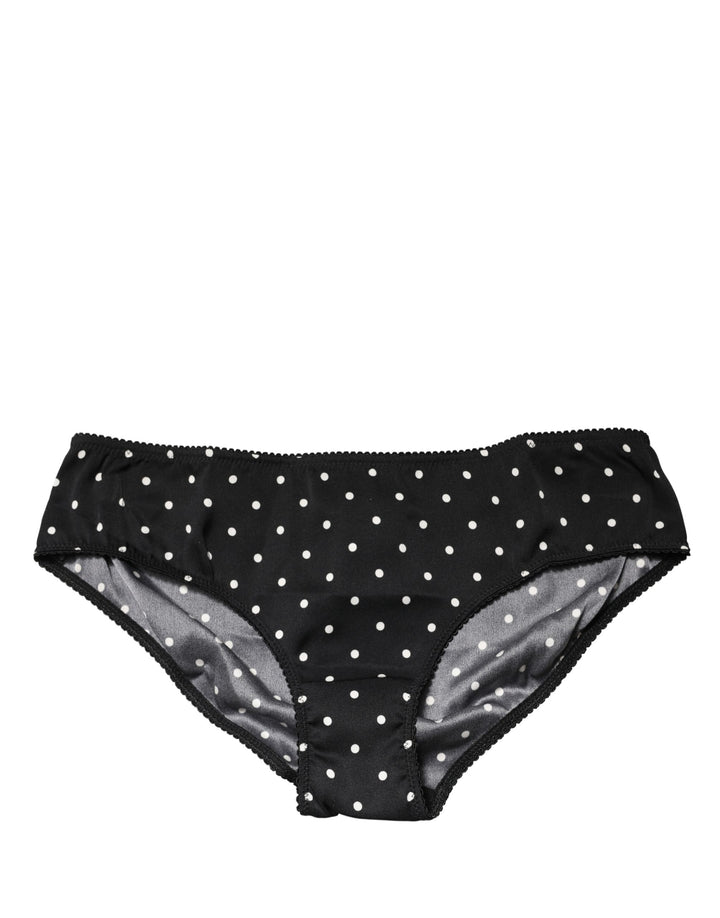 Dolce &amp; Gabbana Black Polka Dots Mid Waist Brief Panty Underwear