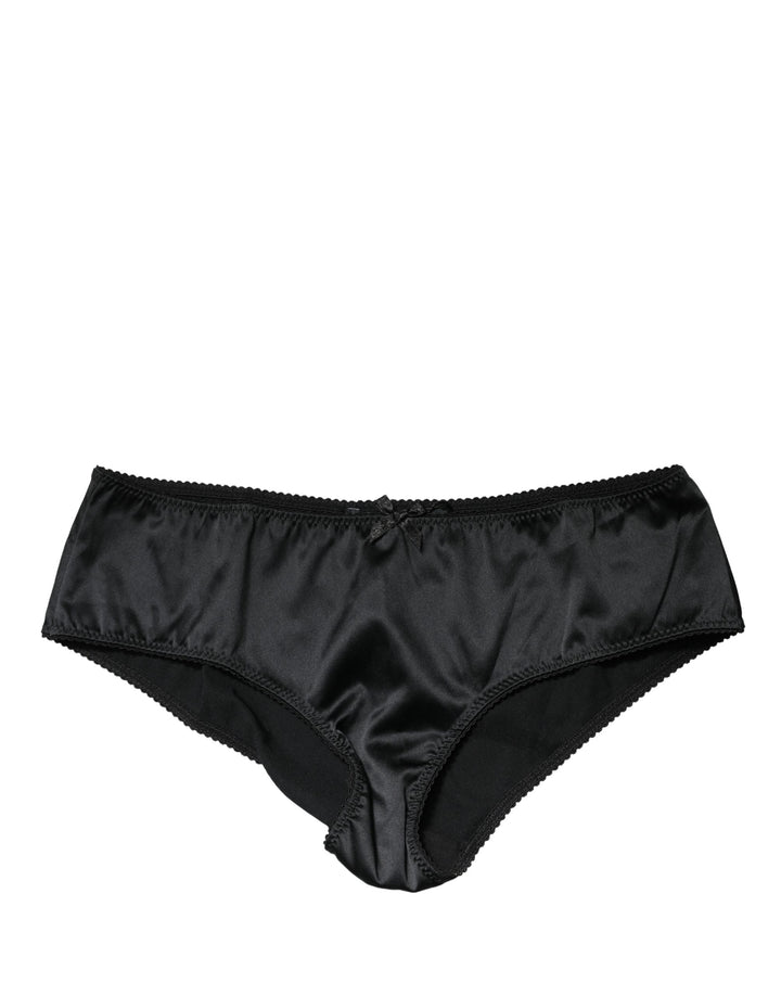 Dolce &amp; Gabbana Black Silk Stretch Mid Waist Brief Panty Underwear