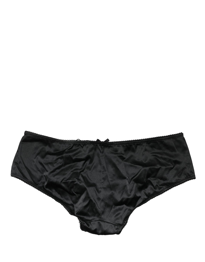 Dolce &amp; Gabbana Black Silk Stretch Mid Waist Brief Panty Underwear