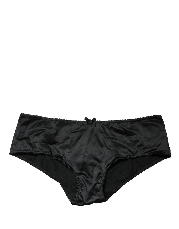 Dolce &amp; Gabbana Black Silk Stretch Mid Waist Brief Panty Underwear