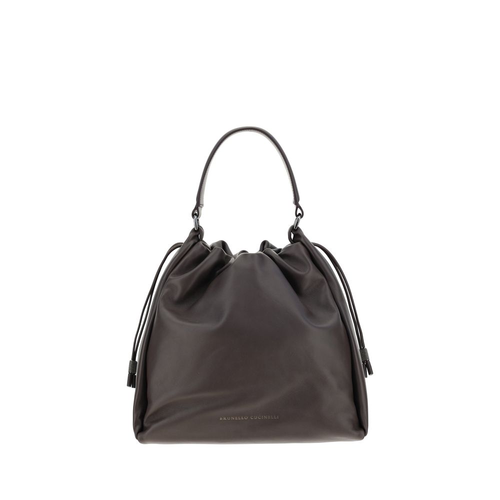 Brunello Cucinelli - Brown Calf Leather Bos Taurus Shoulder Bag