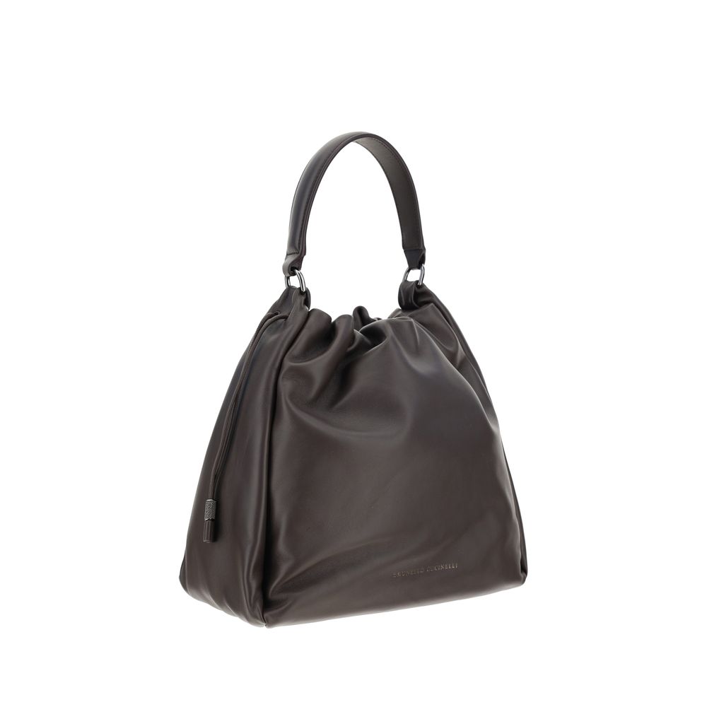 Brunello Cucinelli - Brown Calf Leather Bos Taurus Shoulder Bag