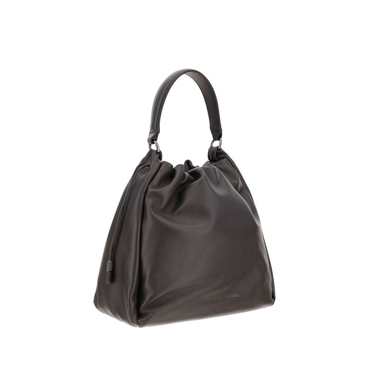 Brunello Cucinelli - Brown Calf Leather Bos Taurus Shoulder Bag