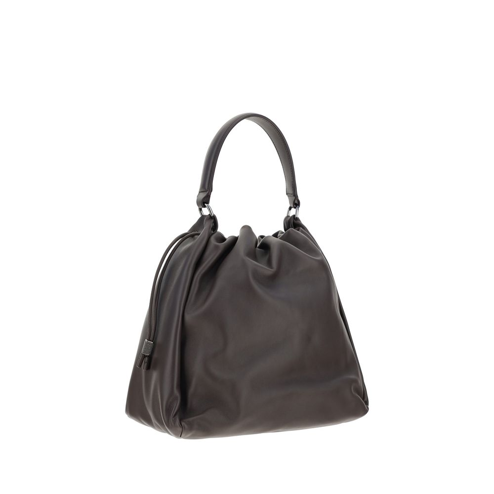 Brunello Cucinelli - Brown Calf Leather Bos Taurus Shoulder Bag